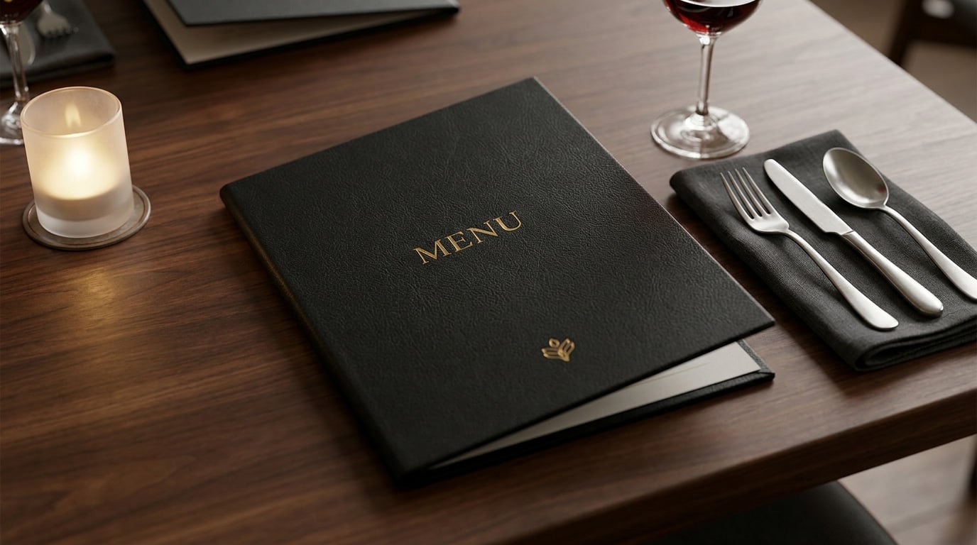 Restaurant menu design with clear hierarchy and readable layout