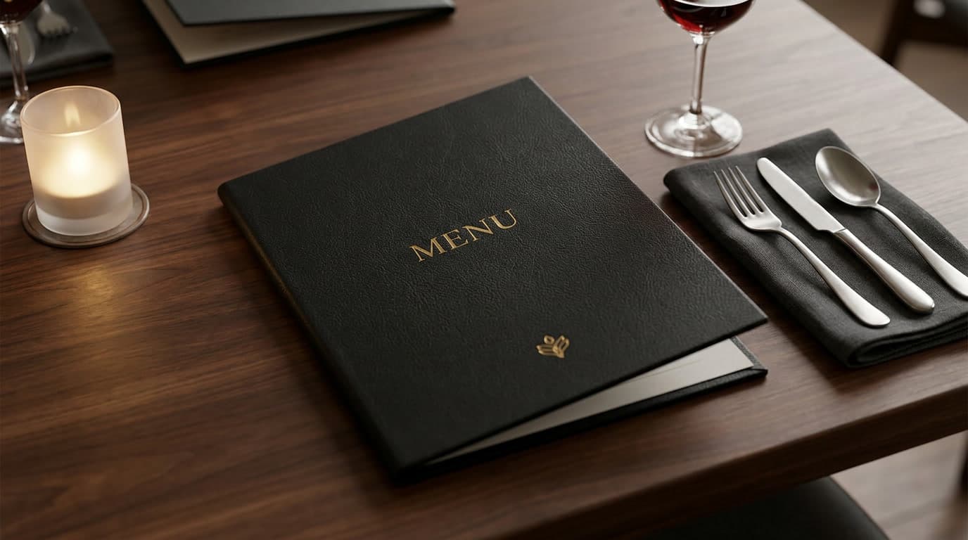 Restaurant menu design with clear hierarchy and readable layout